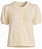 Antonio Melani Stella Short Puff Sleeve Crew Neckline Button Front Cashmere Cardigan - Image 5