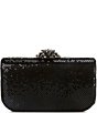 Antonio Melani Stone Top Gunmetal Flower Minaudiere Clutch, Color:Black - Image 1