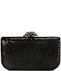 Antonio Melani Stone Top Gunmetal Flower Minaudiere Clutch, Color:Black - Image 2