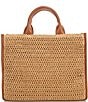 Antonio Melani Straw Raffia Contrast Trim Book Tote Bag, Color:Natural/Cognac - Image 1
