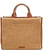 Antonio Melani Straw Raffia Contrast Trim Book Tote Bag, Color:Natural/Cognac - Image 2