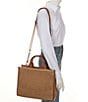 Antonio Melani Straw Raffia Contrast Trim Book Tote Bag, Color:Natural/Cognac - Image 4