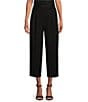 Antonio Melani Coordinating Emery Ponte Twill High Rise Pleated Front Wide Cropped Ankle Trousers, Color:Black - Image 1