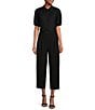 Antonio Melani Coordinating Emery Ponte Twill High Rise Pleated Front Wide Cropped Ankle Trousers, Color:Black - Image 3
