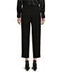 Antonio Melani Coordinating Emery Ponte Twill High Rise Pleated Front Wide Cropped Ankle Trousers, Color:Black - Image 2