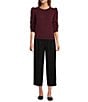 Antonio Melani Coordinating Emery Ponte Twill High Rise Pleated Front Wide Cropped Ankle Trousers, Color:Black - Image 3