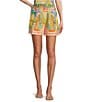 Antonio Melani Summer Printed Cooridinating Linen Pleated Shorts, Color:Green Paisley - Image 1