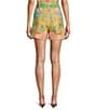 Antonio Melani Summer Printed Cooridinating Linen Pleated Shorts, Color:Green Paisley - Image 2