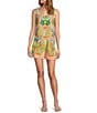 Antonio Melani Summer Printed Cooridinating Linen Pleated Shorts, Color:Green Paisley - Image 3
