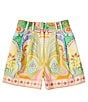 Antonio Melani Summer Printed Cooridinating Linen Pleated Shorts, Color:Green Paisley - Image 5