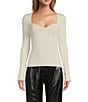 Color:Ivory - Image 1 - Sydney Sweetheart Neck Ribbed Sweater