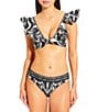 Antonio Melani Talavera Bonded Ruffle V-Neck Bralette Swim Top, Color:Black - Image 3