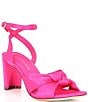 Color:Hot Pink - Image 1 - Tess Satin Knotted Dress Sandals