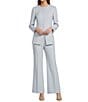 Antonio Melani Tess Slub Suiting Round Neckline Button Front Long Sleeve Blazer & Tegan Slub Suiting Flat Front Pants - Image 1