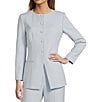 Antonio Melani Tess Slub Suiting Round Neckline Button Front Long Sleeve Blazer, Color:Light Blue - Image 1