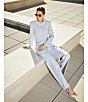 Antonio Melani Tess Slub Suiting Round Neckline Button Front Long Sleeve Blazer, Color:Light Blue - Image 15