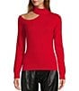 Color:Candy Apple - Image 1 - Tina Cut-out Turtleneck Cashmere Sweater