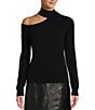 Color:Black - Image 1 - Tina Cut-out Turtleneck Cashmere Sweater