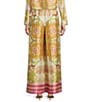 Antonio Melani Coordinating Vivian Printed Satin Wide Leg Pants, Color:Pink/Green - Image 2