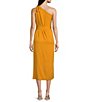 Color:Ginger - Image 2 - Weylyn Sleeveless Asymmetrical Neck Bow Shoulder Tie Waist Midi Dress