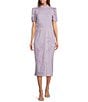 Antonio Melani Willow Floral Applique Short Sleeve Mock Neck Midi Dress, Color:Lavender - Image 1