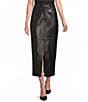 Antonio Melani Willow Genuine Leather High Rise Pencil Belt Loop Midi Skirt - Image 1