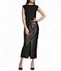 Antonio Melani Willow Genuine Leather High Rise Pencil Belt Loop Midi Skirt - Image 3