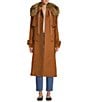 Color:Ember - Image 1 - x Courtney Grow October Double Breasted Tie Waist Detachable Faux Fur Hood Long Sleeve Wool Blend Trench Coat
