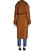 Color:Ember - Image 2 - x Courtney Grow October Double Breasted Tie Waist Detachable Faux Fur Hood Long Sleeve Wool Blend Trench Coat