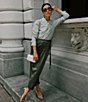 Color:Olive - Image 3 - x Elizabeth Damrich Annie Draped Satin Wrap Tie Waist Midi Skirt