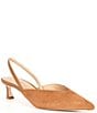 Color:Fawn - Image 2 - x Elizabeth Damrich Catherine Pointed Toe Haircalf Sling Back Kitten Heels