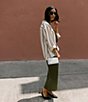 Color:Olive - Image 5 - x Elizabeth Damrich Cecilia Draped Satin Sleeveless Blouse