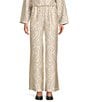 Antonio Melani x Elizabeth Damrich Dali Printed Satin Twill Flat Front Pant, Color:Champagne/Black - Image 1