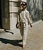 Color:Marble - Image 2 - x Elizabeth Damrich Inez Button Front Twill Blouse