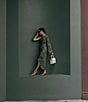 Color:Moss/Marble - Image 6 - x Elizabeth Damrich Monroe Long Sleeve One Shoulder Satin Midi Dress