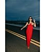 Antonio Melani x Elizabeth Damrich Radziwill Full Length Strapless Crepe Dress, Rouge - Image 13