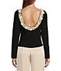 Antonio Melani x Elizabeth Damrich Seashell Crepe Boat Neck Long Sleeve Blouse, Color:Black - Image 2