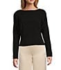 Antonio Melani x Elizabeth Damrich Seashell Crepe Boat Neck Long Sleeve Blouse, Color:Black - Image 1