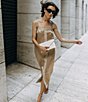 Color:Fawn - Image 2 - x Elizabeth Damrich Simone Satin Midi Dress