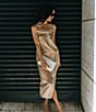Color:Fawn - Image 5 - x Elizabeth Damrich Simone Satin Midi Dress