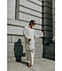 Color:Marble - Image 6 - x Elizabeth Damrich Swan Crepe Button Front Long Dress