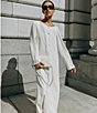 Color:Marble - Image 1 - x Elizabeth Damrich Swan Crepe Button Front Long Dress