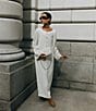 Color:Marble - Image 2 - x Elizabeth Damrich Swan Crepe Button Front Long Dress