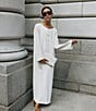 Color:Marble - Image 4 - x Elizabeth Damrich Swan Crepe Button Front Long Dress