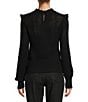 Antonio Melani x Jennifer Sumko Catherine Woven Yarn Ruffle Lace Mock Neck Long Sleeve Sweater, Color:Black - Image 2