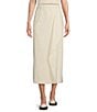 Antonio Melani x Jennifer Sumko Eden Satin Twill High Rise Ruffle Pencil Midi Coordinating Skirt, Color:Cream - Image 1