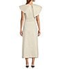 Antonio Melani x Jennifer Sumko Eden Satin Twill High Rise Ruffle Pencil Midi Coordinating Skirt, Color:Cream - Image 4