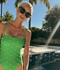 Color:Spring Green - Image 3 - x Jennifer Sumko Solid Pearl Embellished One Piece Swimsuit