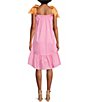 Color:Pink/Punch - Image 4 - x Kimberly Whitman Caroline Square Neck Sleeveless Single Tiered Bow Shoulder Waistless Dress