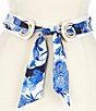 Color:Cobalt Floral - Image 2 - x Kimberly Whitman Faux Leather Maxwell Tie Sash Belt